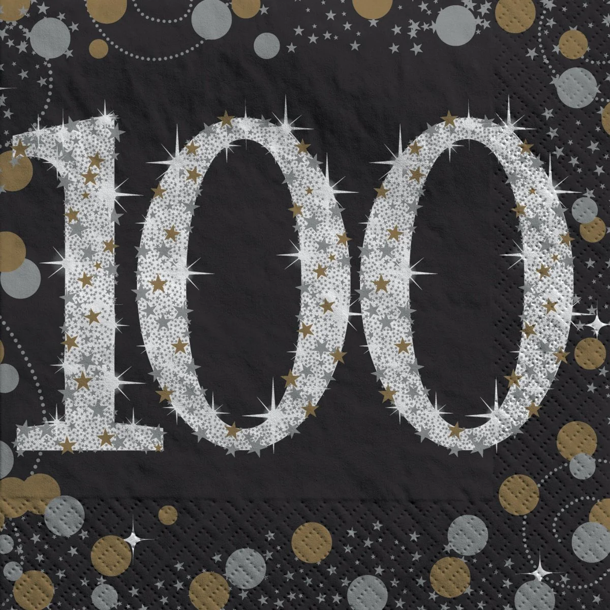 100th Sparkling Celeb Small Beverage Napkins, 16 Count