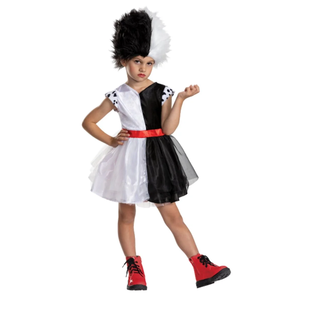 101 Dalmatians Cruella Classic Costume for Toddlers, Disney, White, Black and Red Dress - Image 4