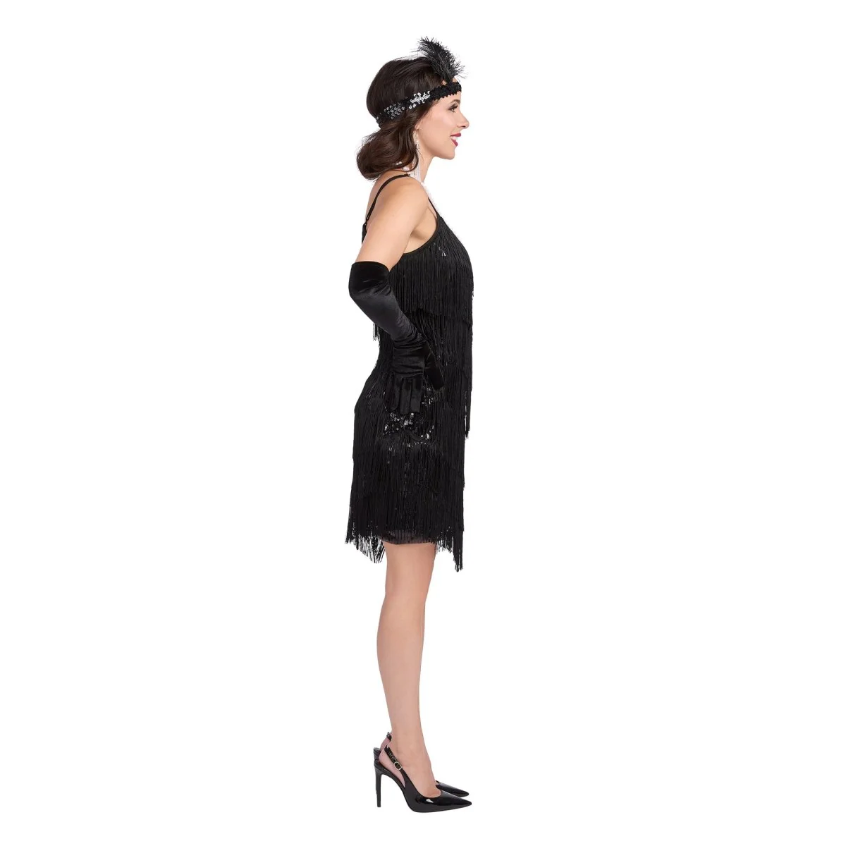 1920s Black Fringe Dress for Adults - Image 3
