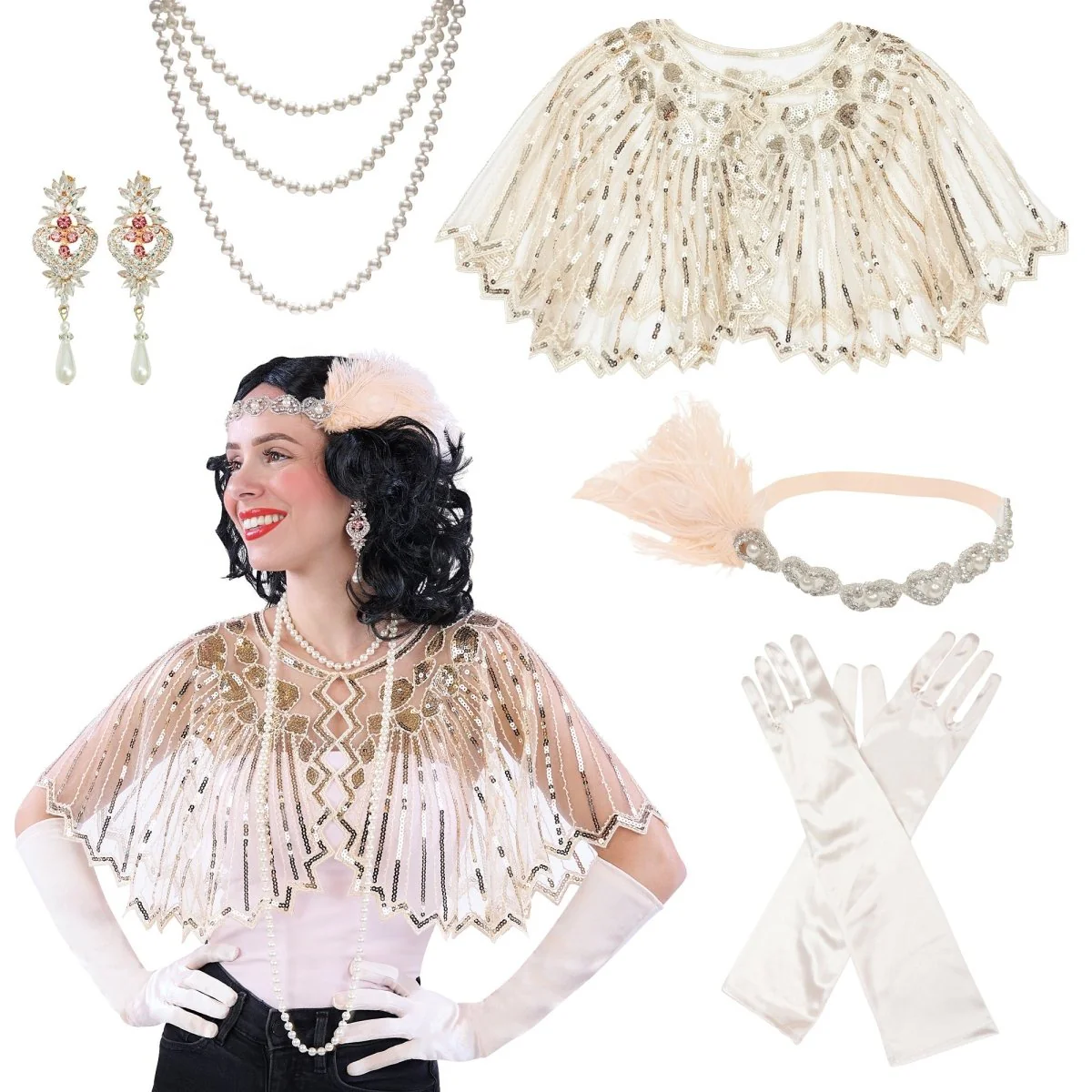 1920s Champagne Gatsby Elegant Set, 5 Count - Image 2