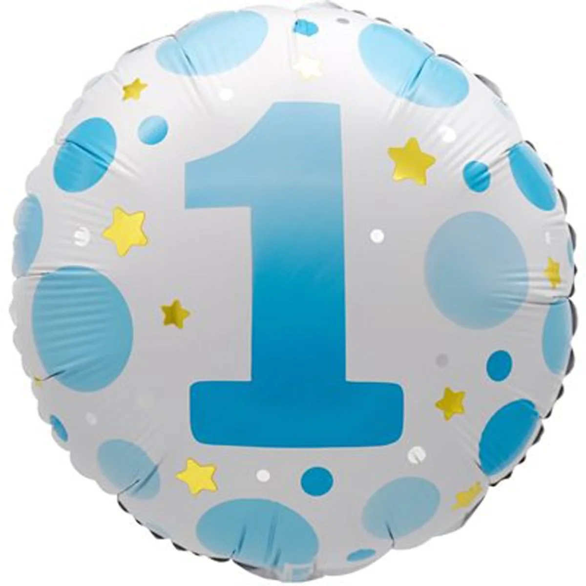 1st Birthday Blue Polka Dots Foil Balloon, 18 Inches, 1 Count