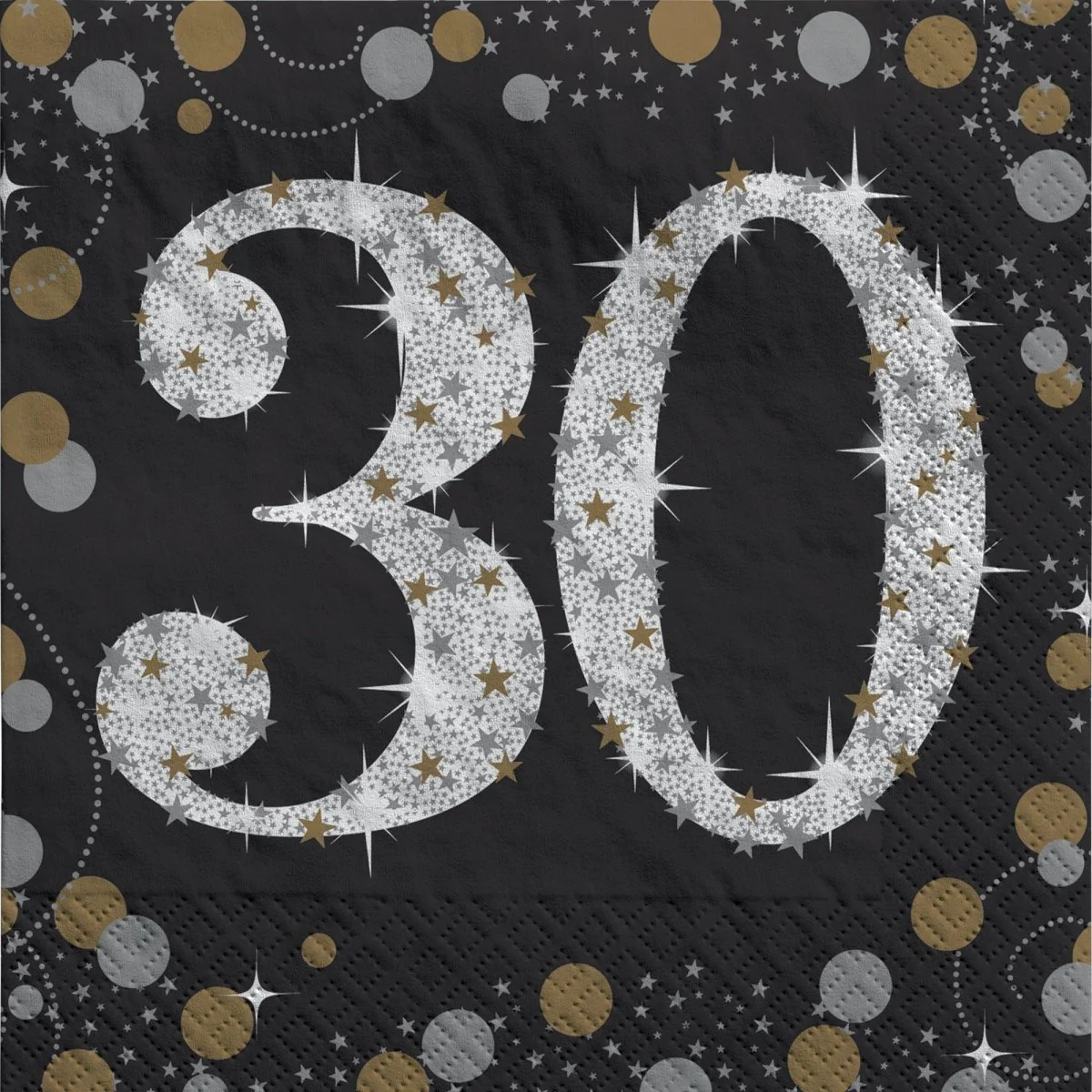 30th Sparkling Celeb Small Beverage Napkins, 16 Count