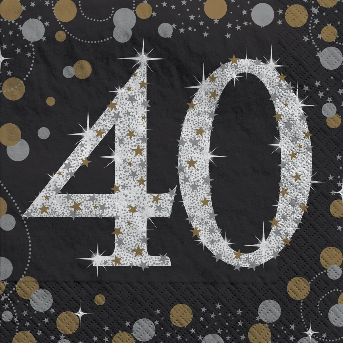 40th Sparkling Celeb Small Beverage Napkins, 16 Count