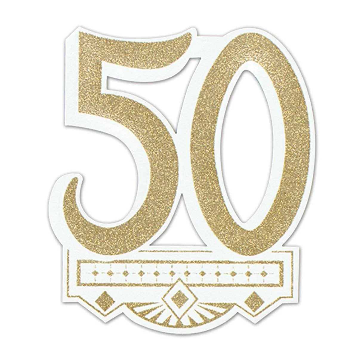 White & gold 50 glitter cutout