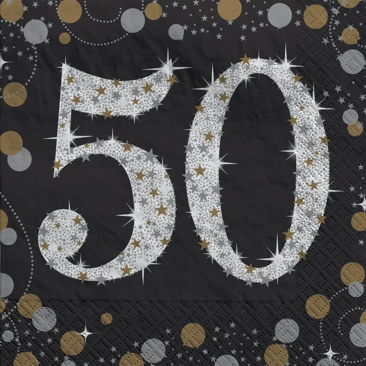 50th Sparkling Celeb Small Beverage Napkins, 16 Count