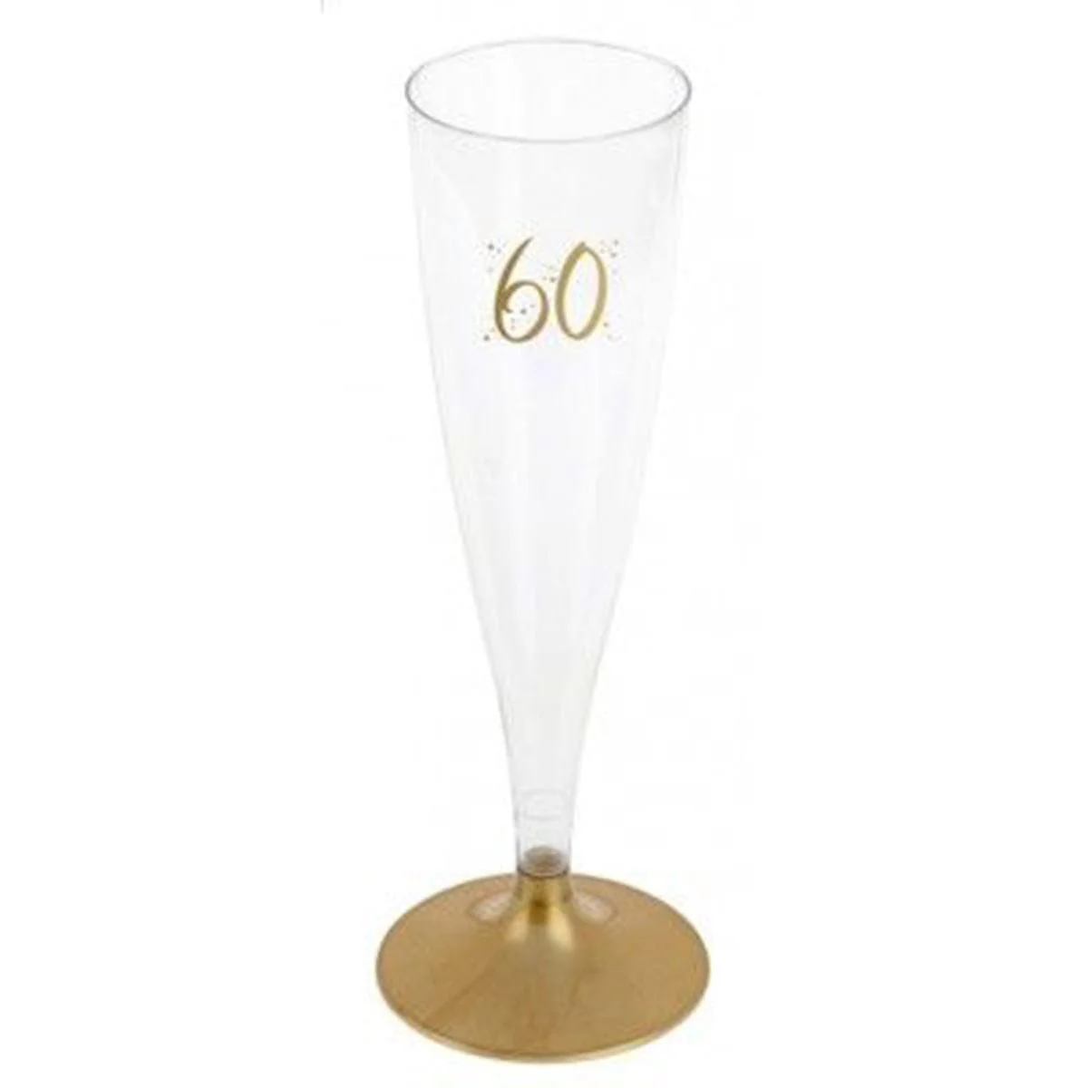 60th Birthday Champagne Flute, Gold, 6 Count