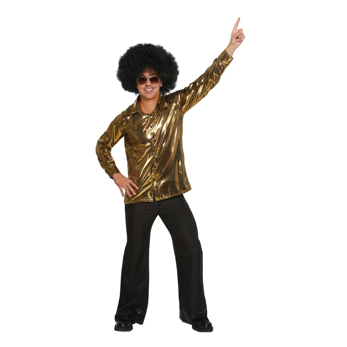 70s Plus Size Disco Gold Shirt for Adults