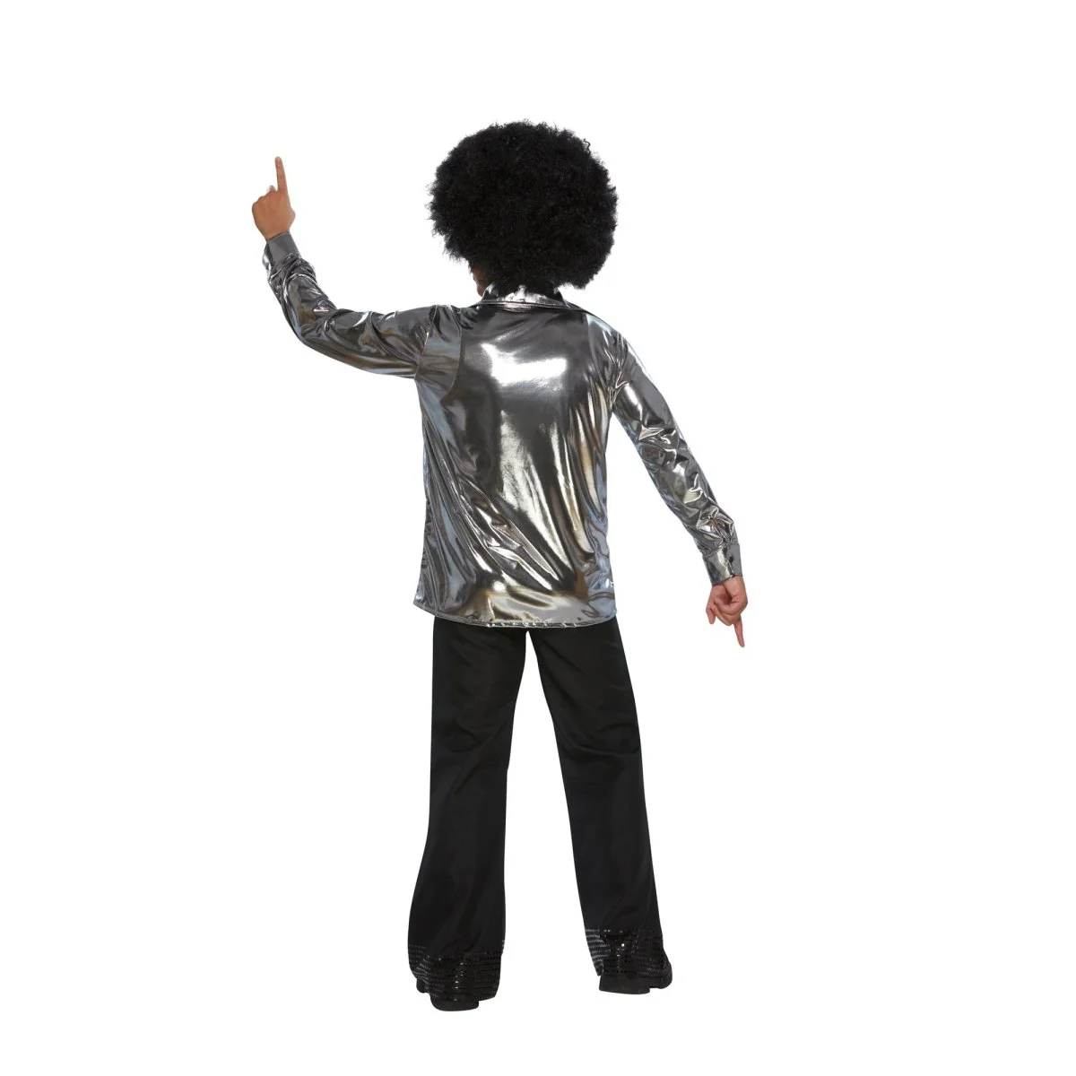 70s Plus Size Disco Silver Shirt for Adults - Image 3