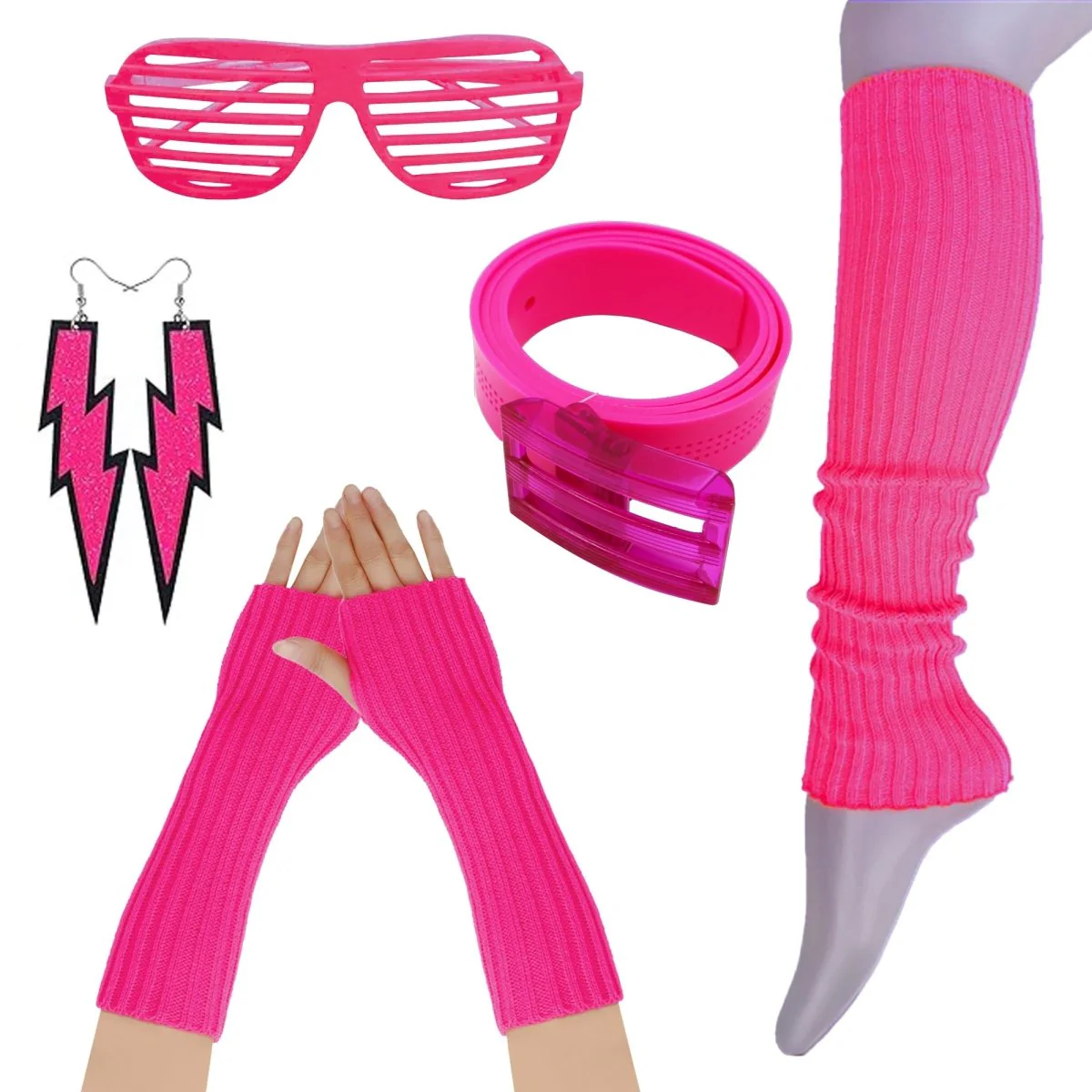 80s Pink Neon Costume Accessory Kit for Adults
