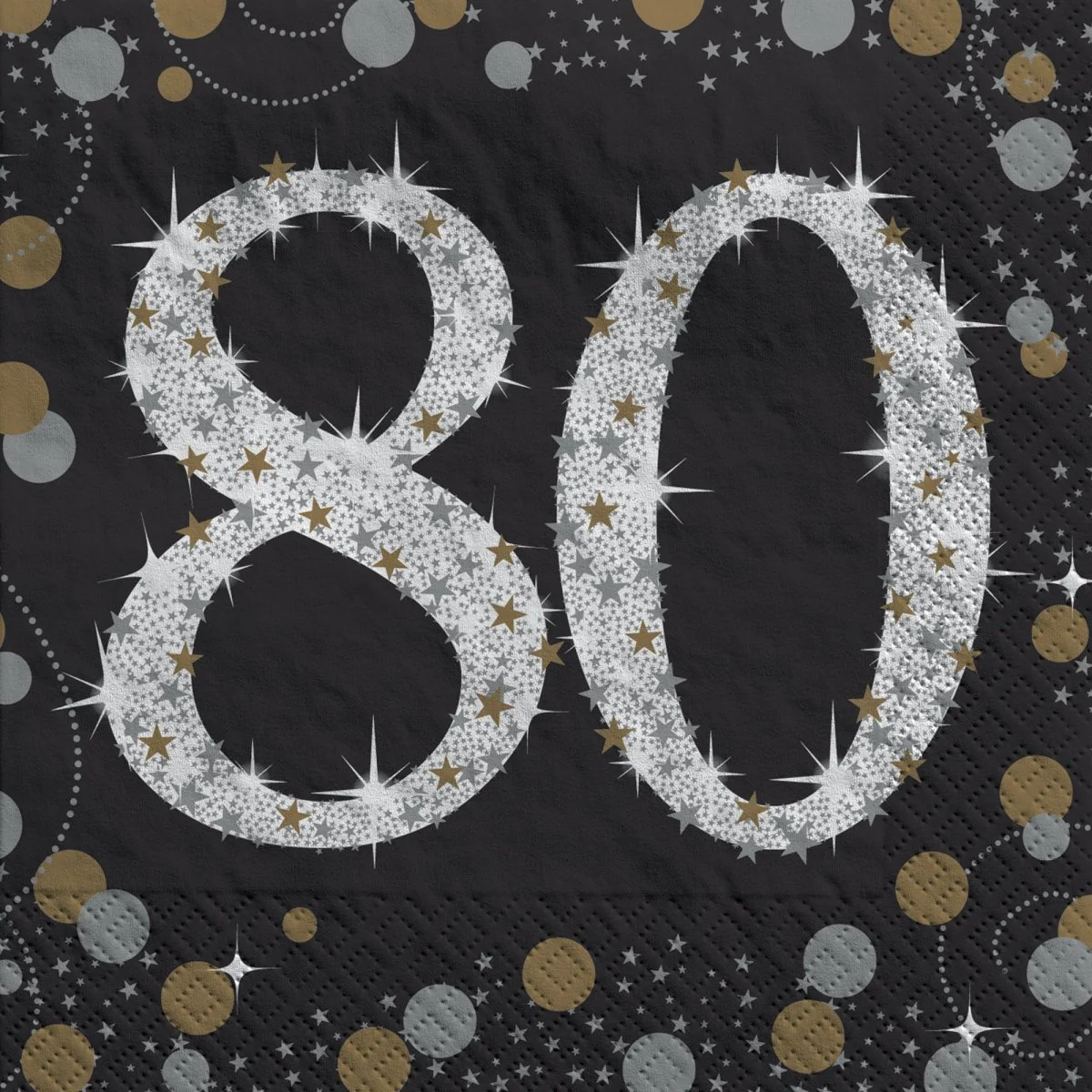 80th Sparkling Celeb Small Beverage Napkins, 16 Count