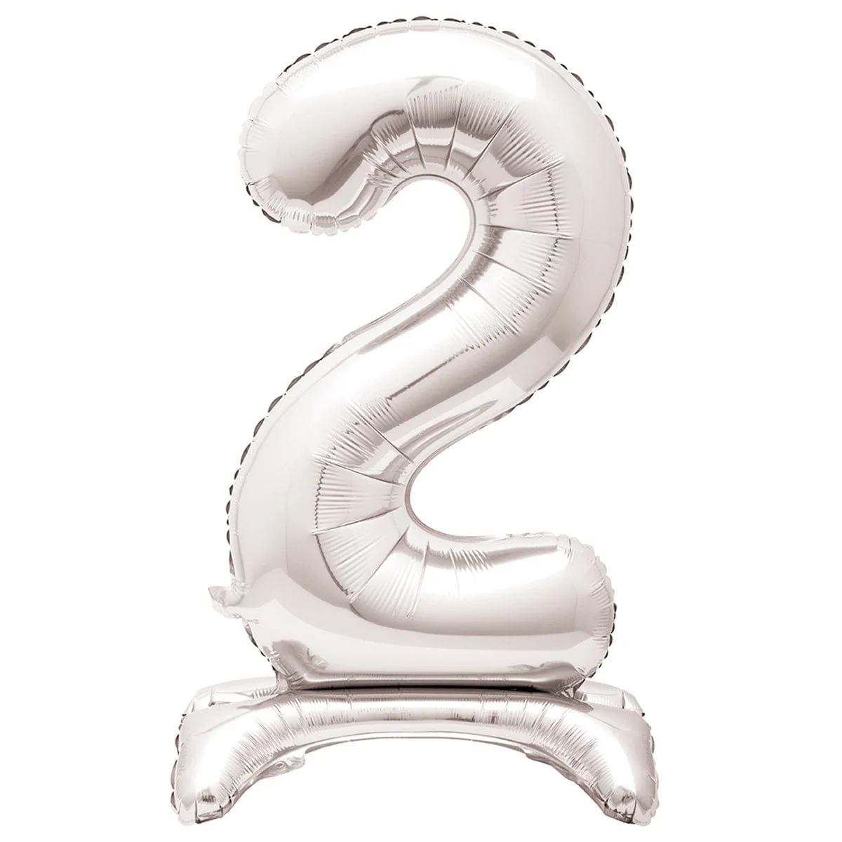 Air-filled Standing Silver Number 2 Foil Balloon, 34 inches