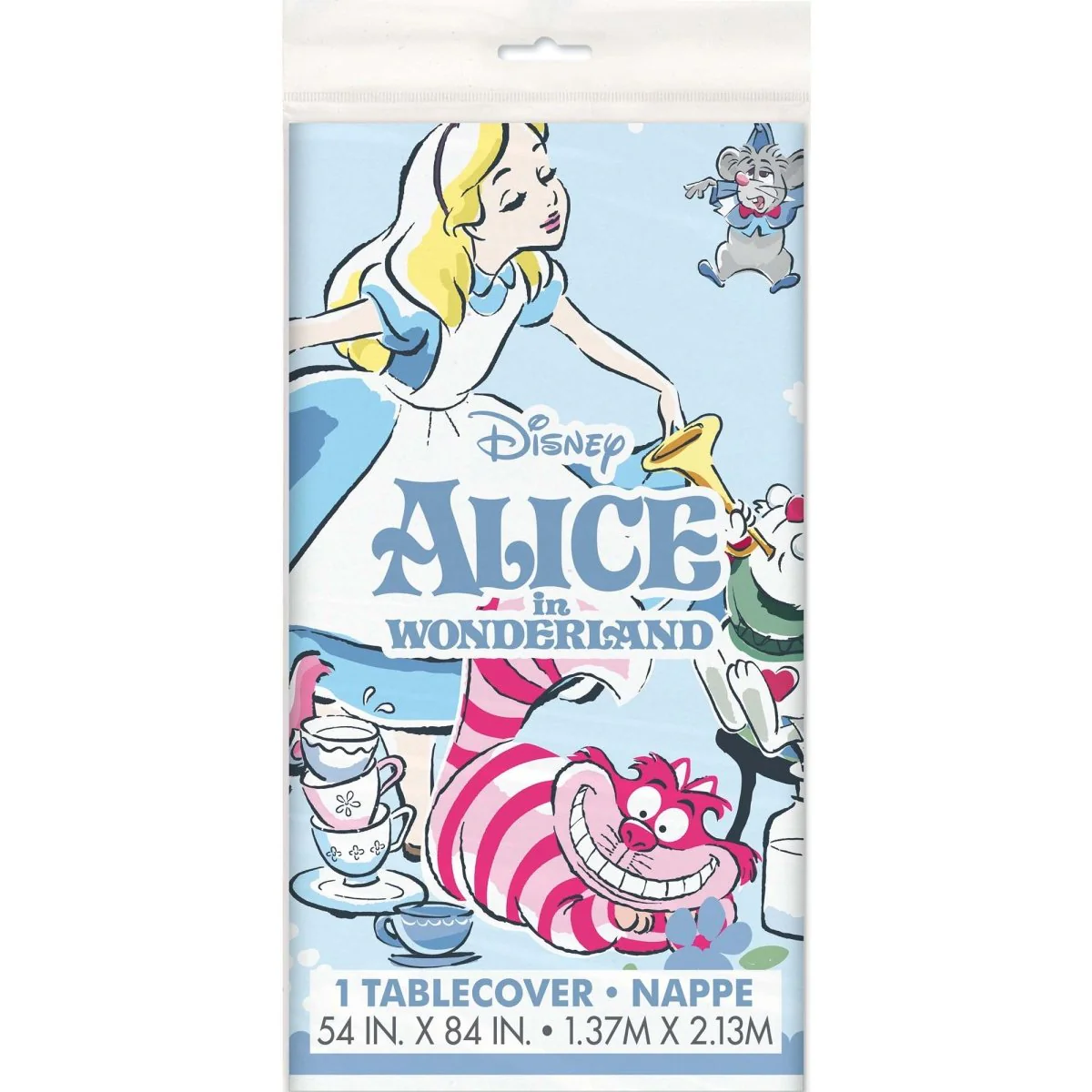 Alice in Wonderland Birthday Rectangular Plastic Table Cover, 54 x 84 Inches, 1 Count - Image 2