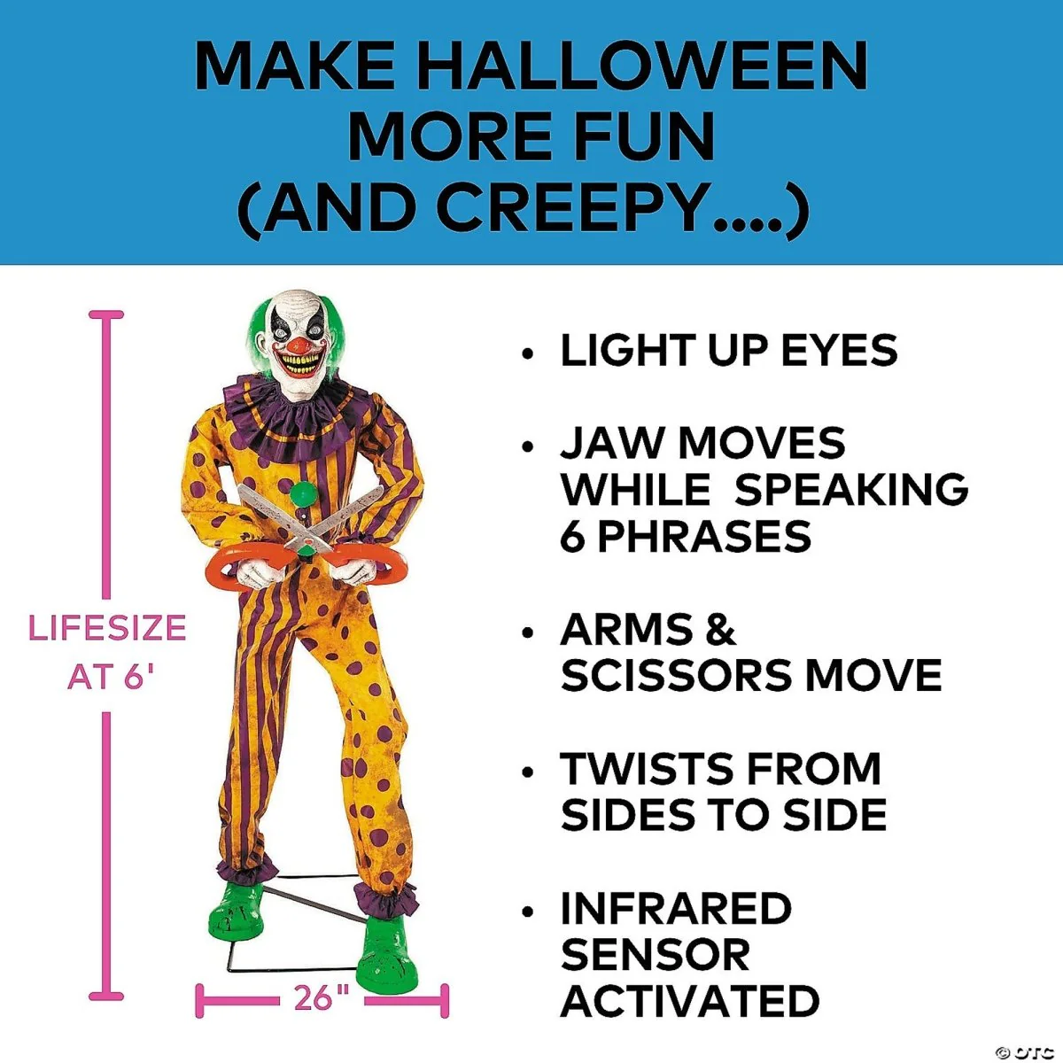 Animated Snippers the Clown Animatronic, 72 Inches, 1 Count - Image 4