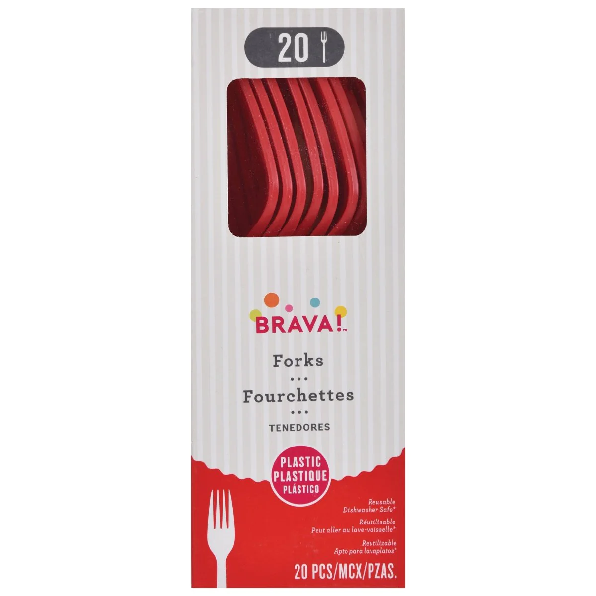 Apple Red Plastic Forks, 20 Count - Image 2