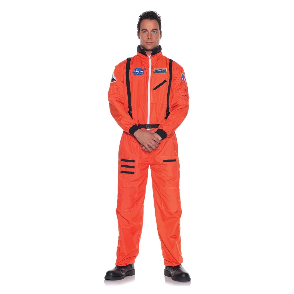 Astronaut Plus Size Costume for Adults, Orange Jumpsuit with Patches