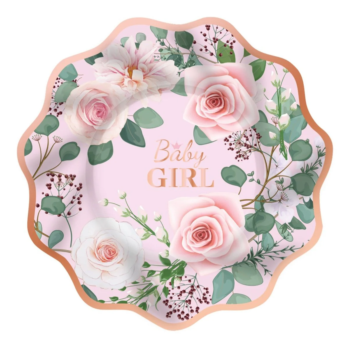 Baby In Bloom Large Lunch Paper Plates, 10 Inches, 8 Count