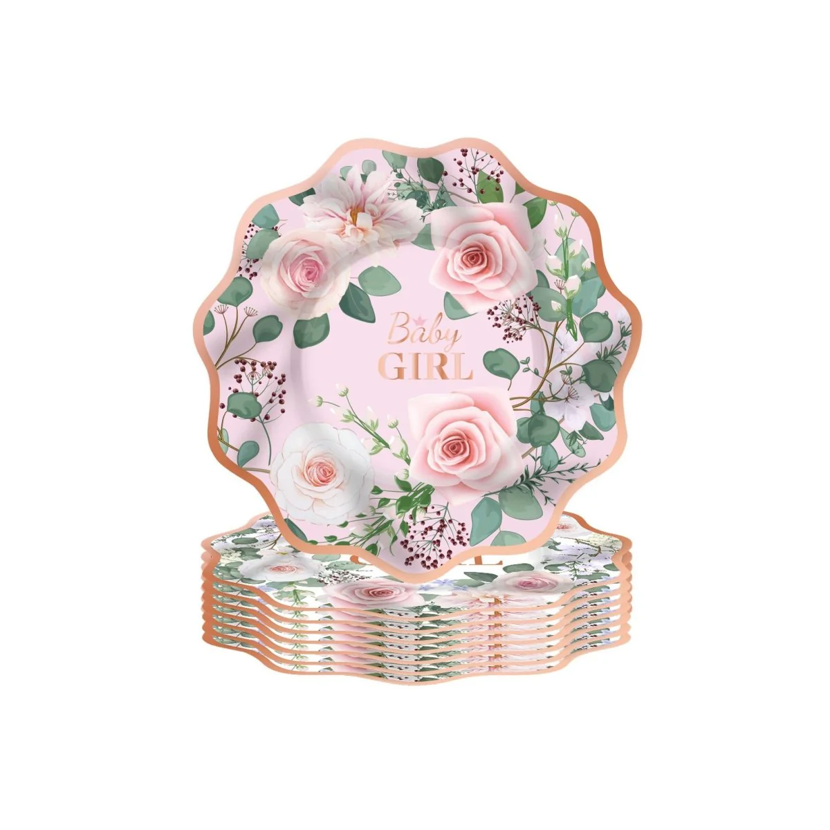 Baby In Bloom Large Lunch Paper Plates, 10 Inches, 8 Count - Image 2