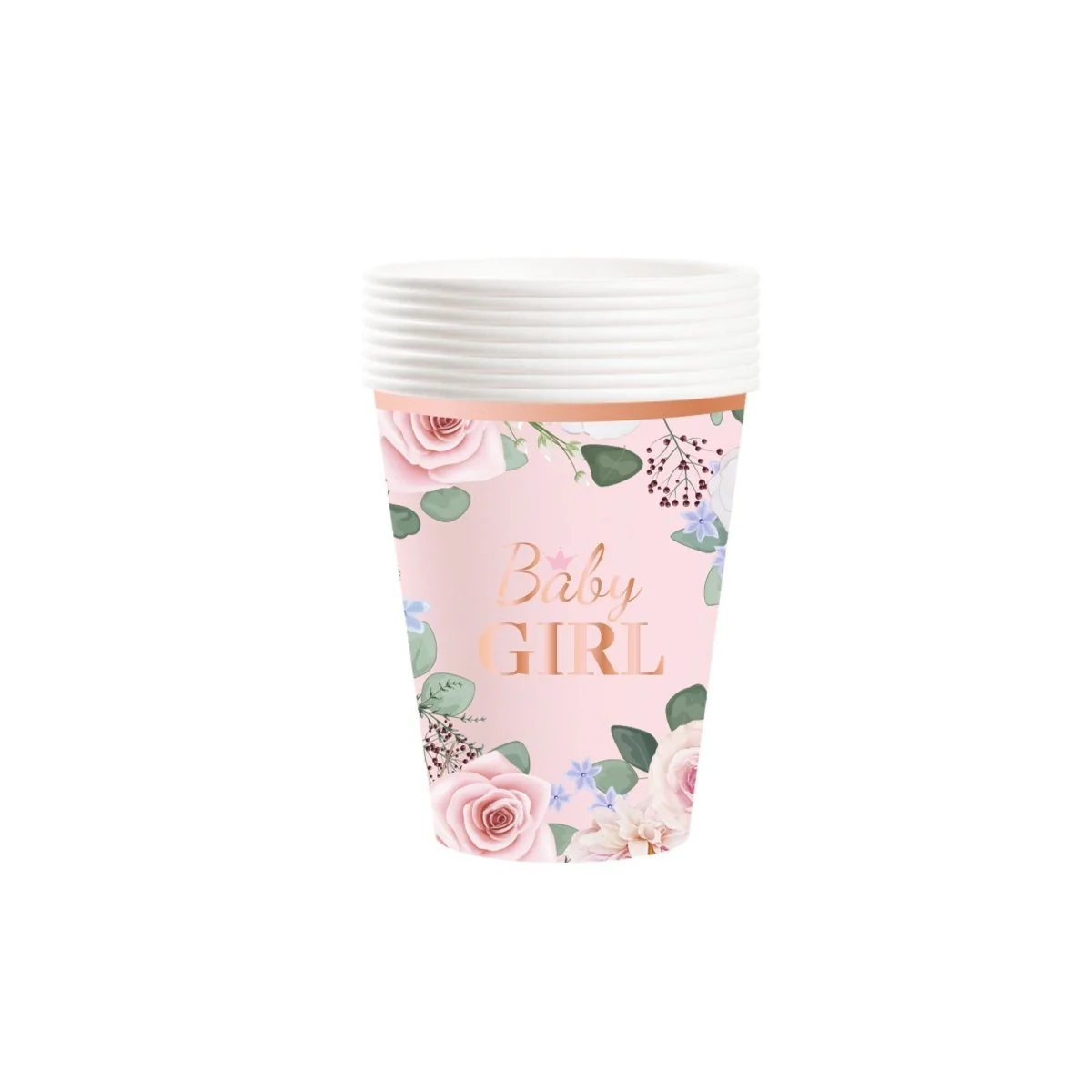 Baby In Bloom Paper Cups, 9 Oz, 8 Count