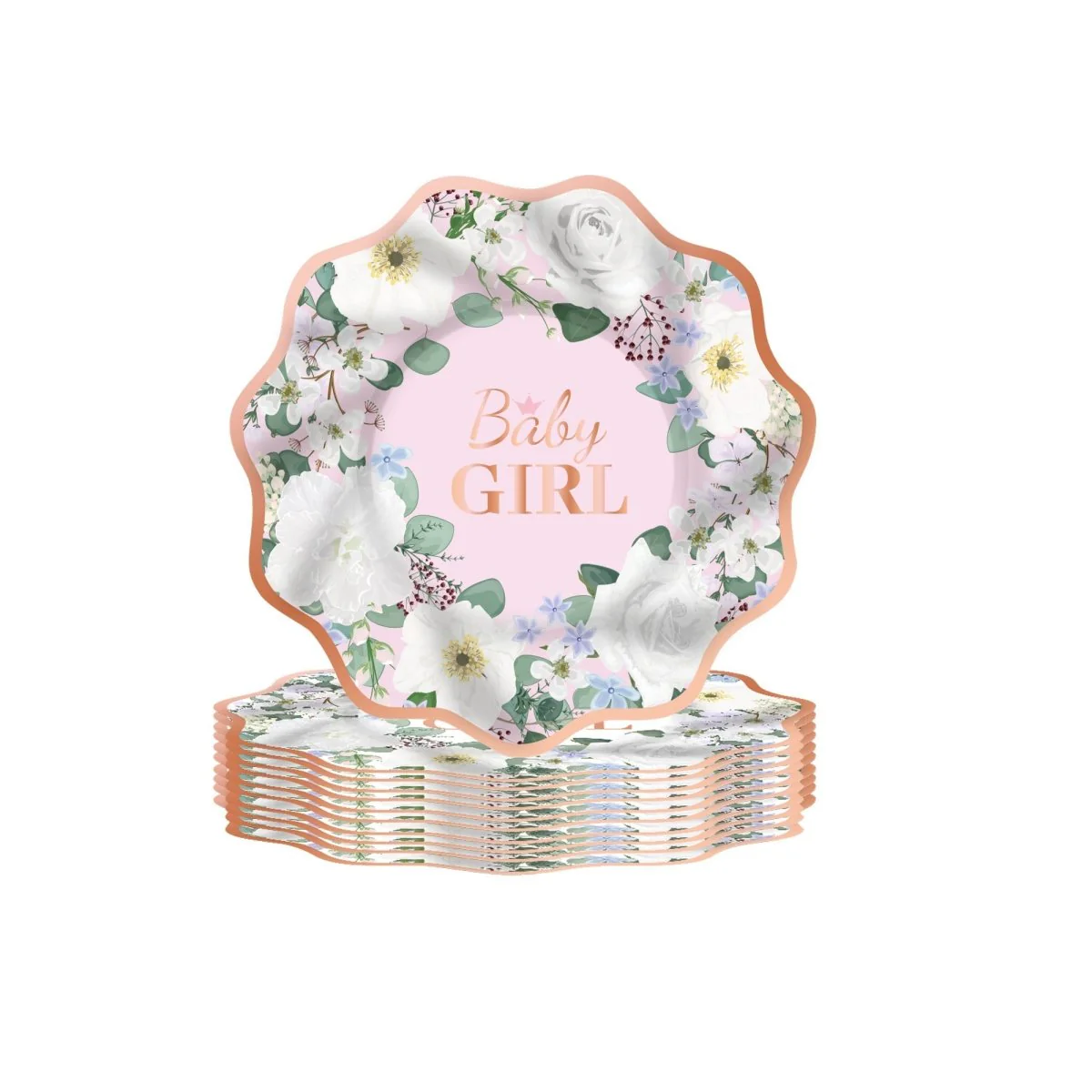 Baby In Bloom Small Dessert Paper Plates, 8 Inches, 8 Count - Image 2
