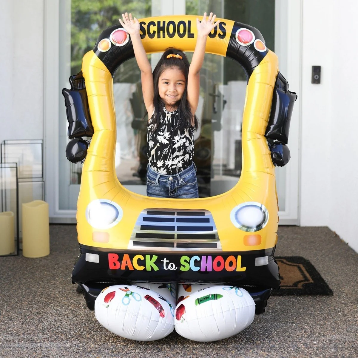 Back to School School Bus Airloonz Air-Filled Selfie Balloon, 41 x 56 Inches - Image 2