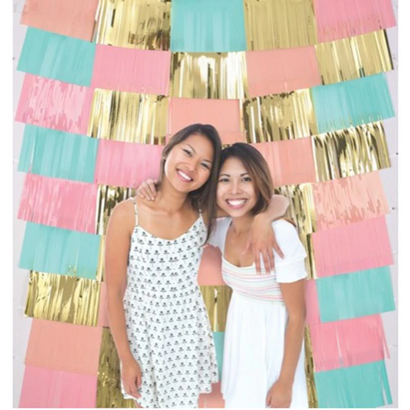 Pastel metallic fringed backdrop