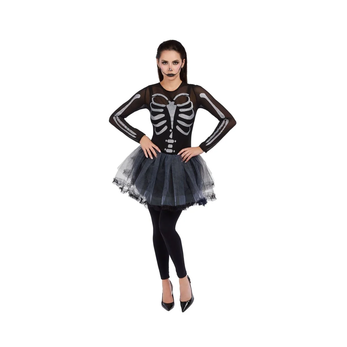 Ballerina of the Dead Costume for Adults, Black Short Dress