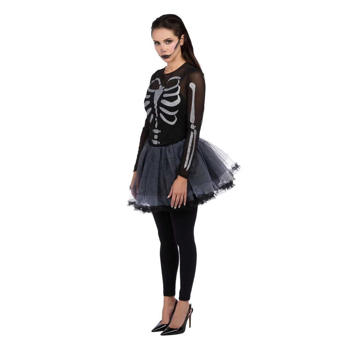 Ballerina of the Dead Costume for Adults, Black Short Dress - Image 2