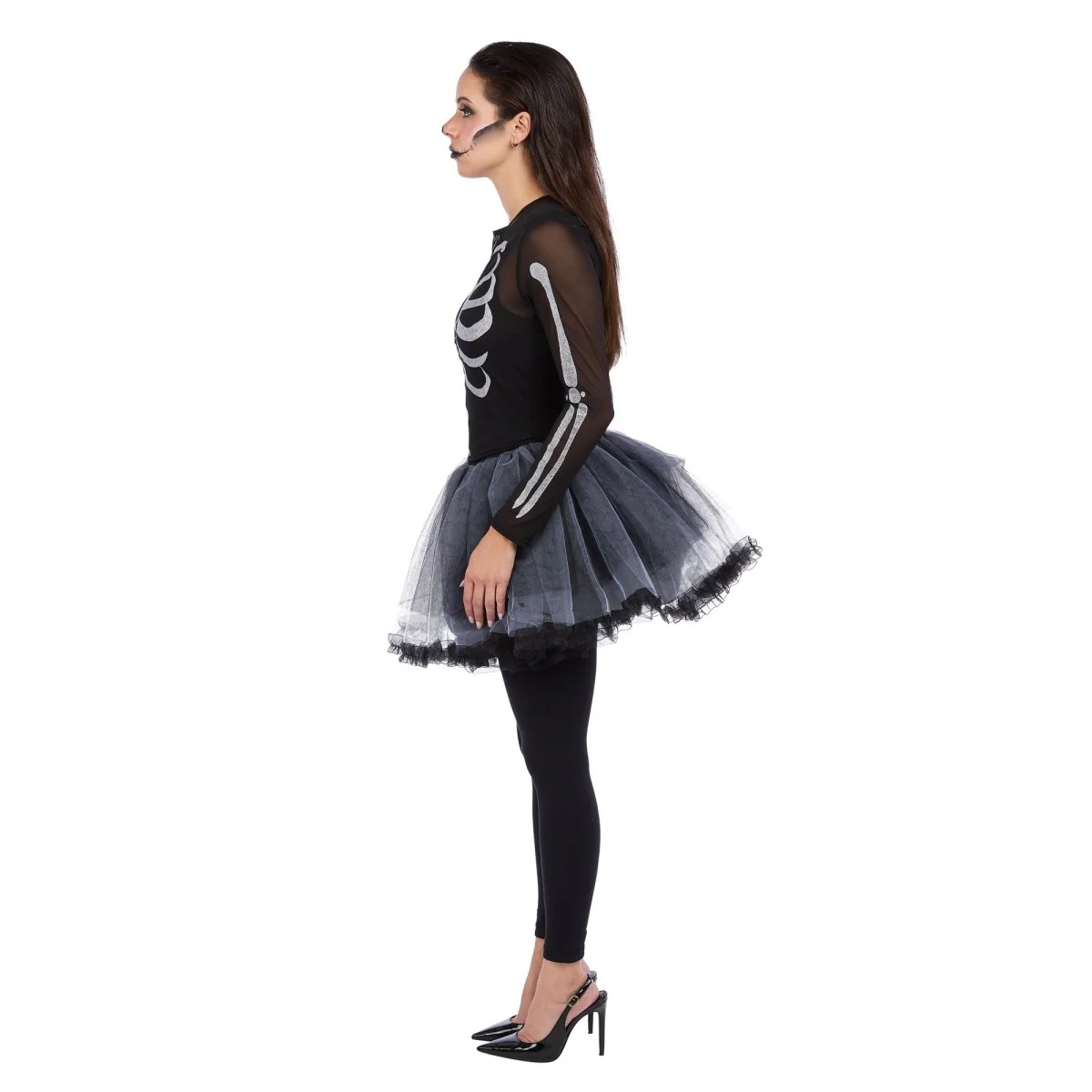 Ballerina of the Dead Costume for Adults, Black Short Dress - Image 3