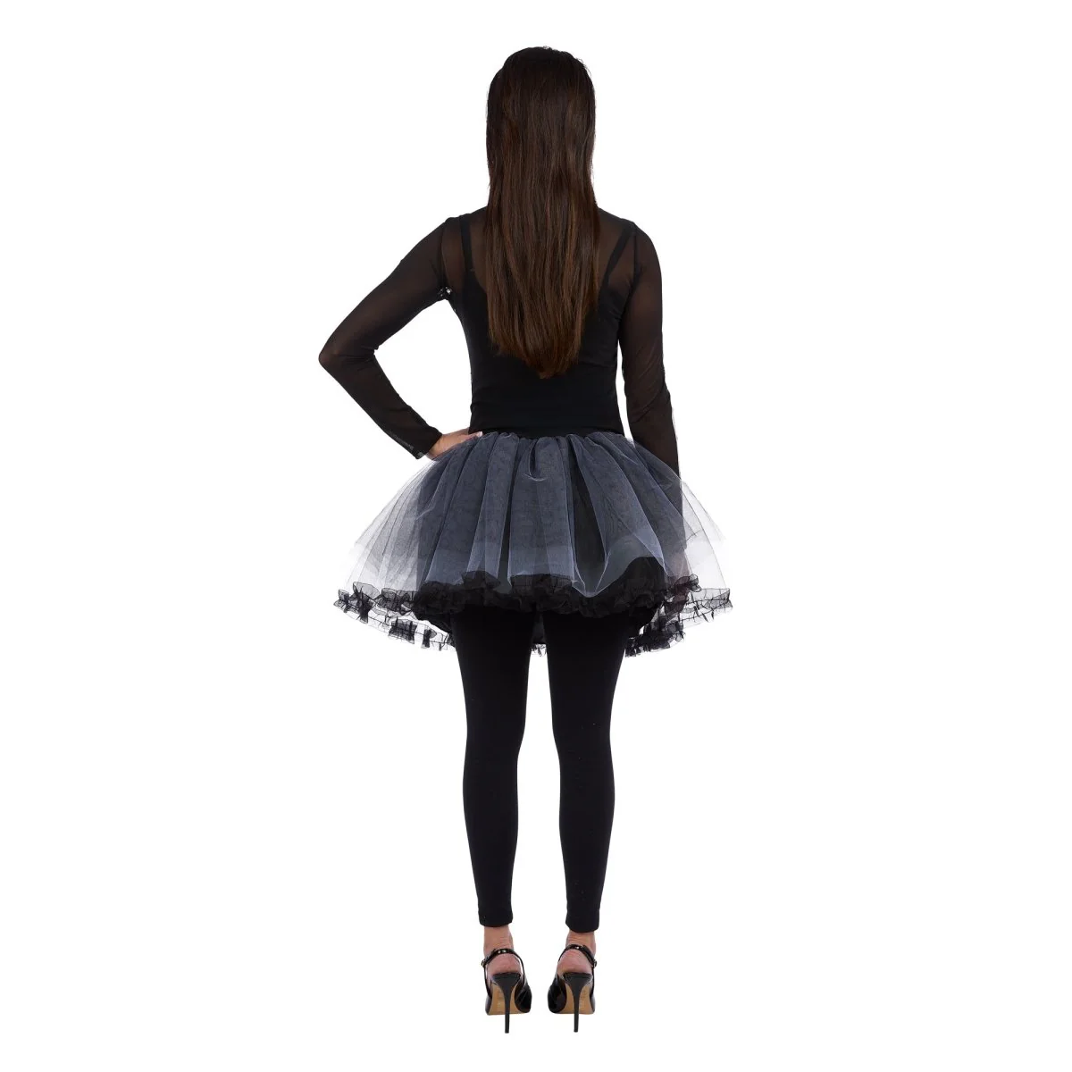 Ballerina of the Dead Costume for Adults, Black Short Dress - Image 4
