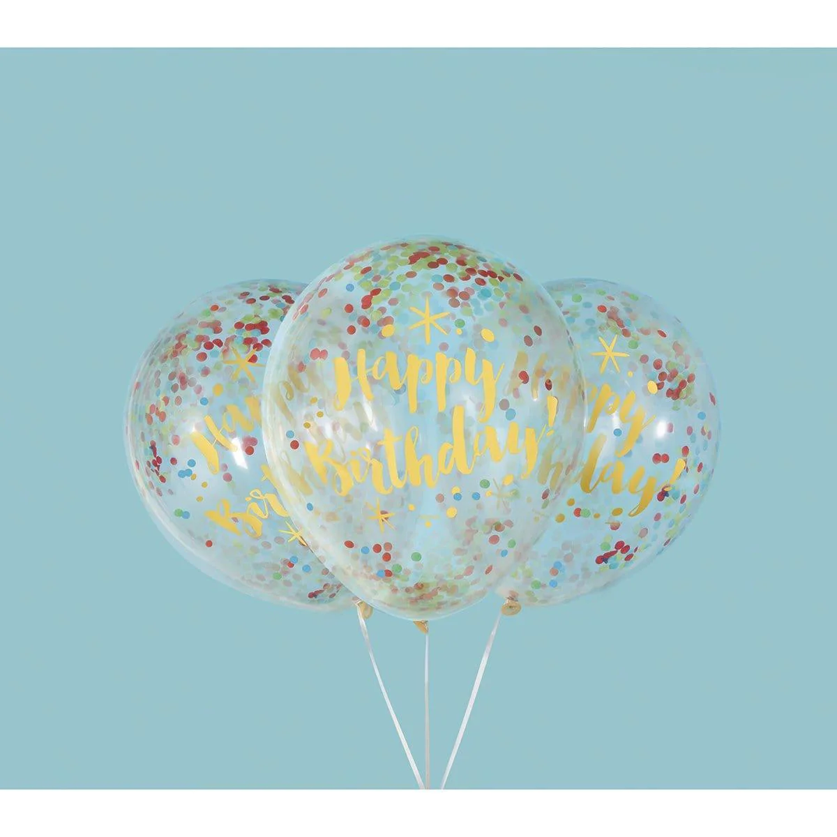 Balloons With Confetti 12 In. 6/pkg - Birthday Gold - Image 2