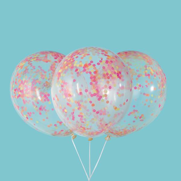 Latex Balloons with Neon Confetti, 12 Inches, 6 Count