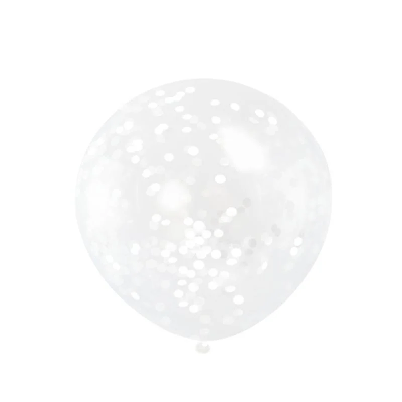 Balloons With White Confetti, 12 Inches, 6 Count