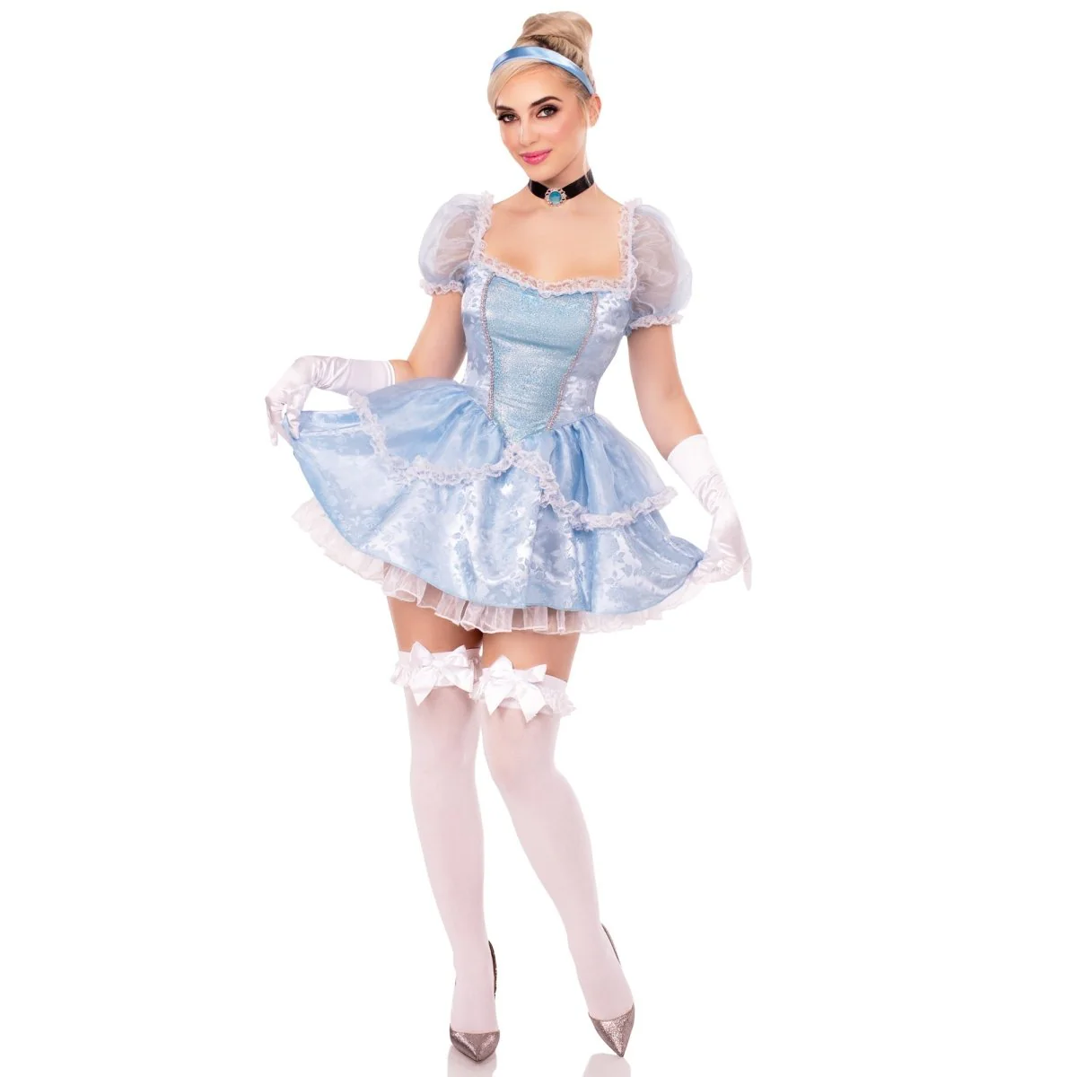 Ballroom Babe Plus Size Costume for Adults, Blue Dress, Choker and Headband