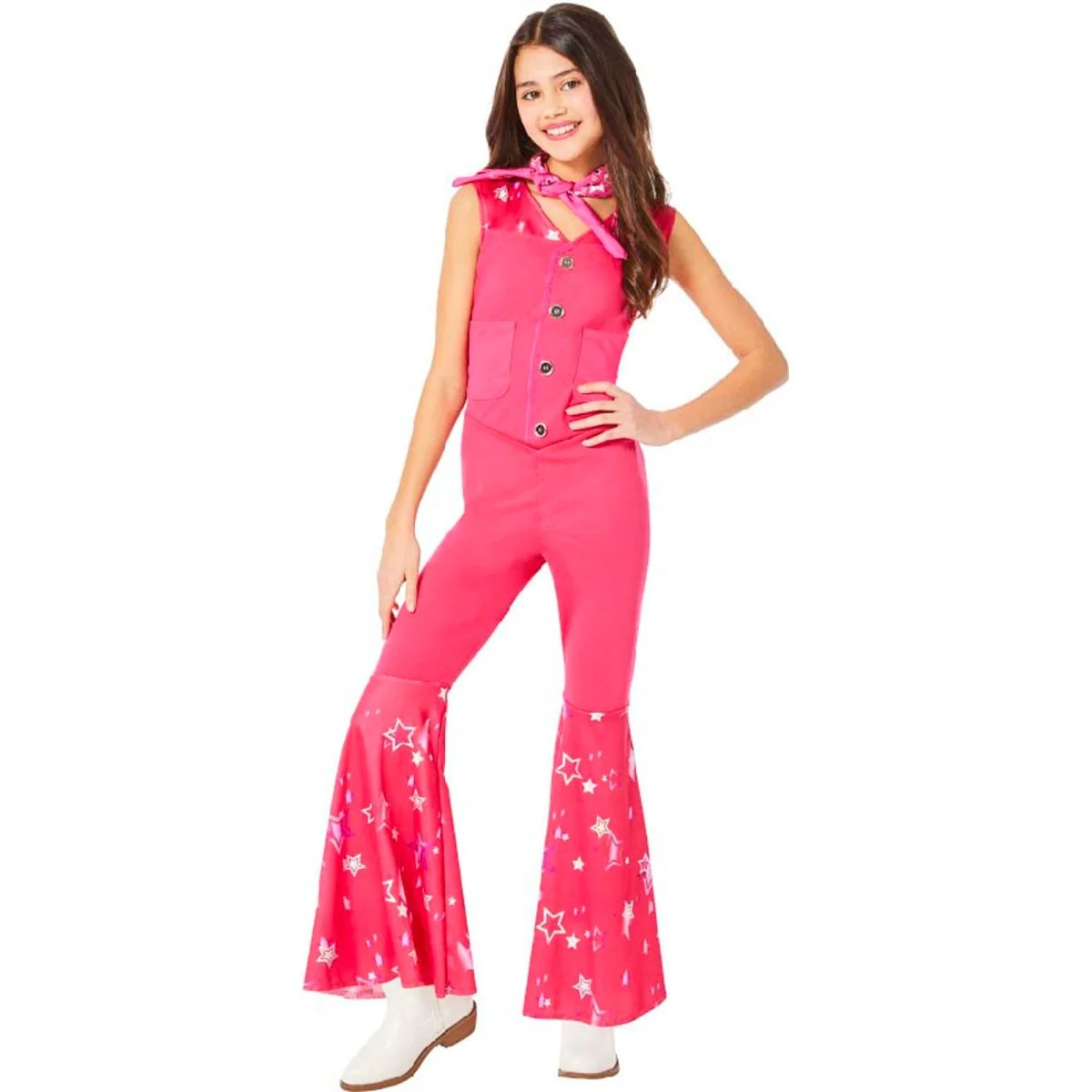 Barbie Cowgirl Costume for Kids, Pink Jumpsuit and Bandana