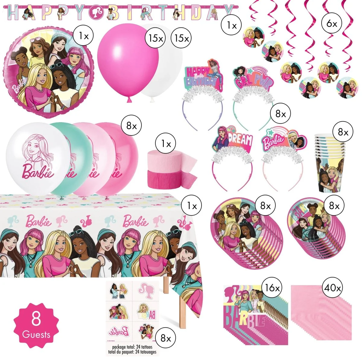 Barbie Dream Together Standard Birthday Party Supplies Kit, 8 Guests - Image 2