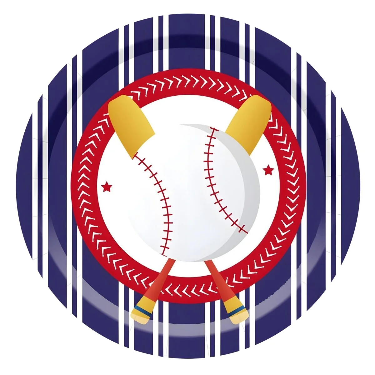 Baseball Large Round Lunch Paper Plates, 9 Inches, 8 Count