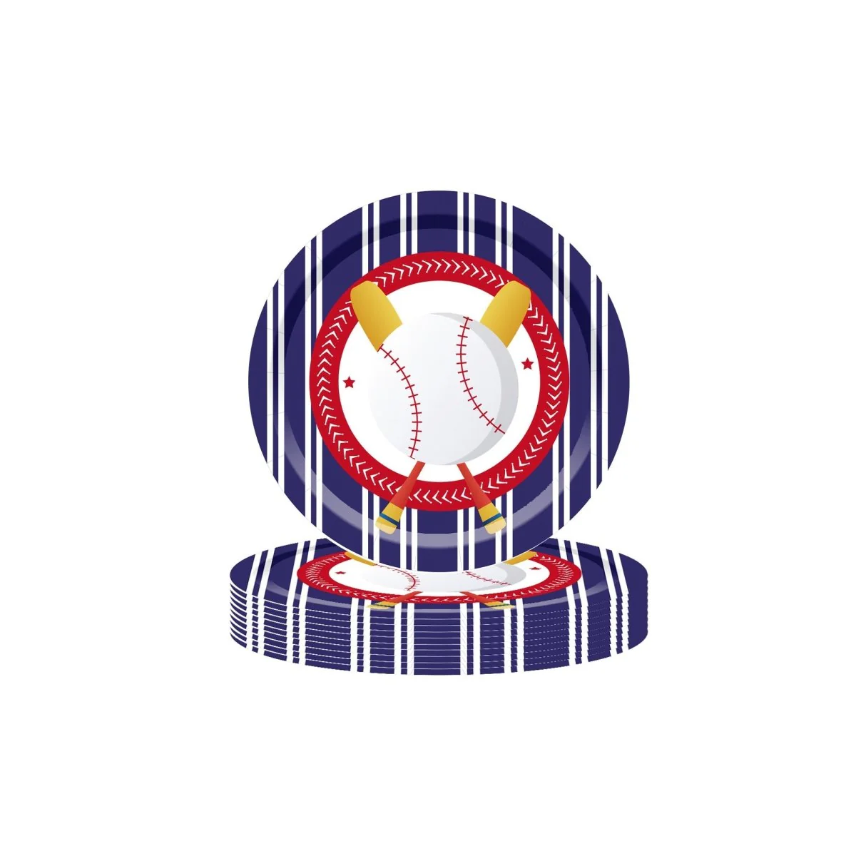 Baseball Large Round Lunch Paper Plates, 9 Inches, 8 Count - Image 2