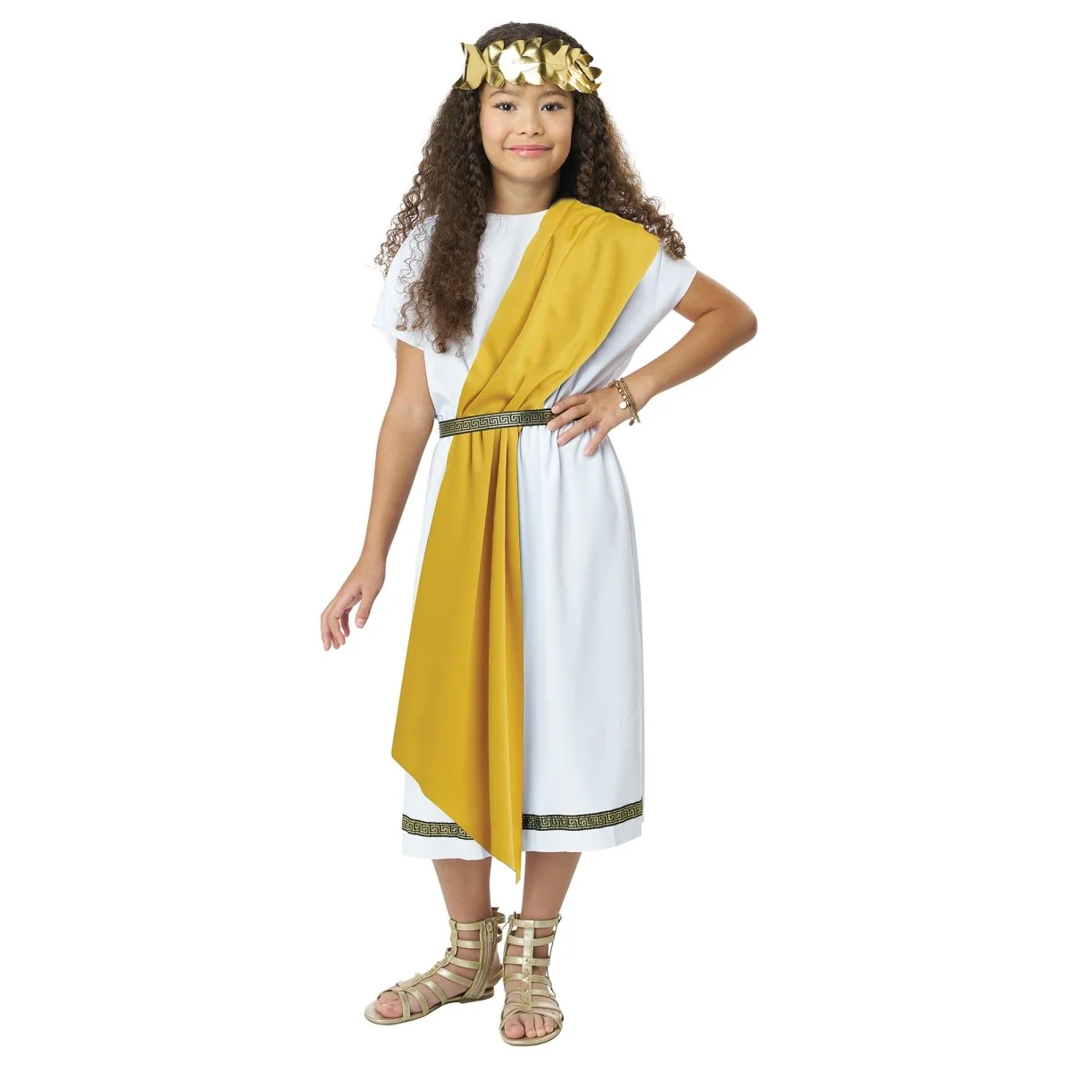 Basic Toga Costume for Kids, Gold and Black Shawls - Image 4