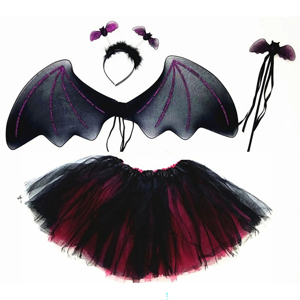 Black Bat Costume Kit for Kids, Black and Pink Tutu