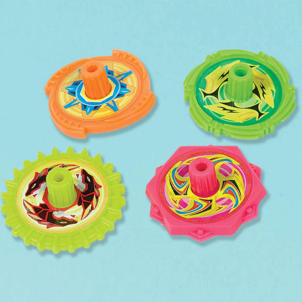 Battle-style spin tops, 12 per package