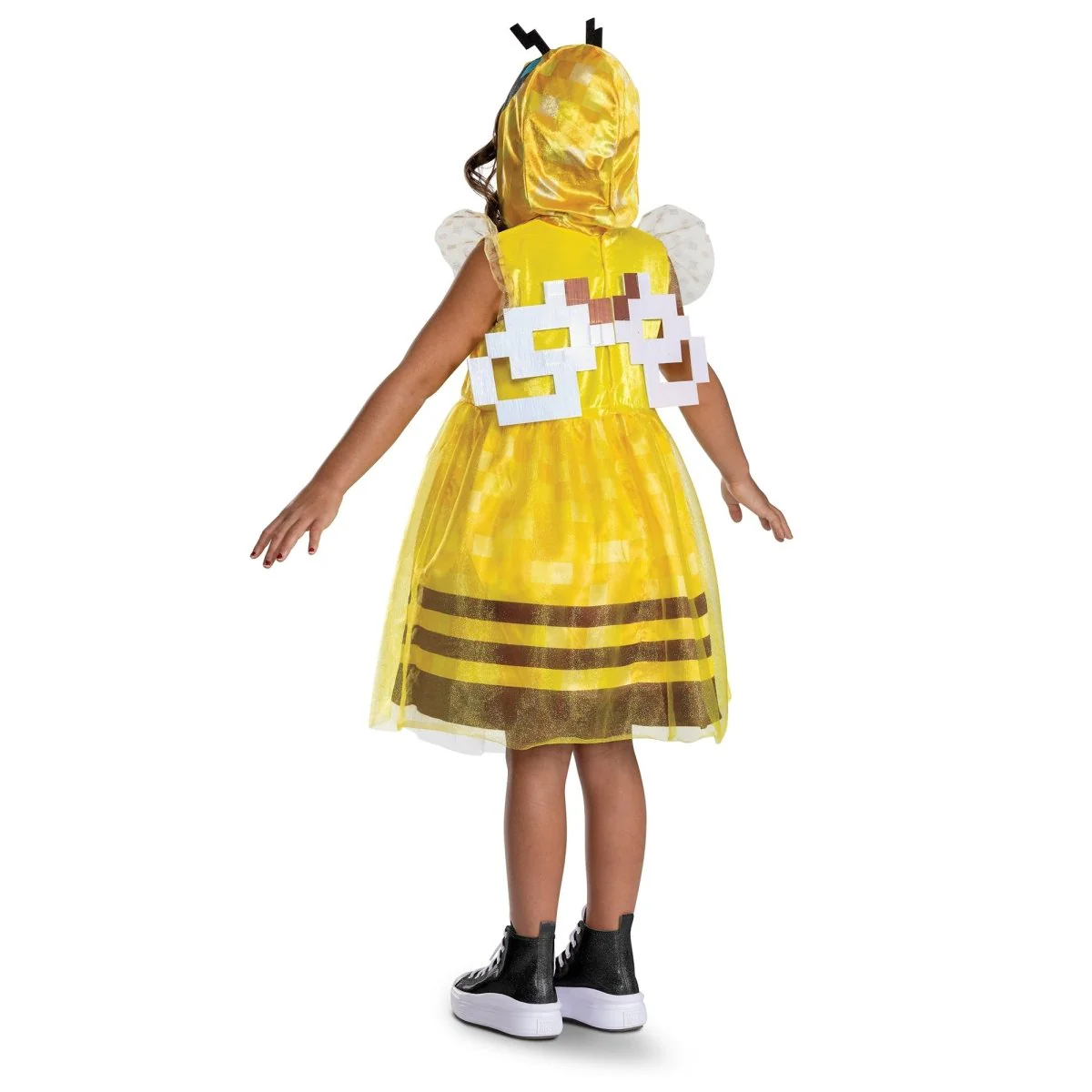 Bee Girl Dress Costume for Kids, Minecraft, Hooded Dress with Wings - Image 3