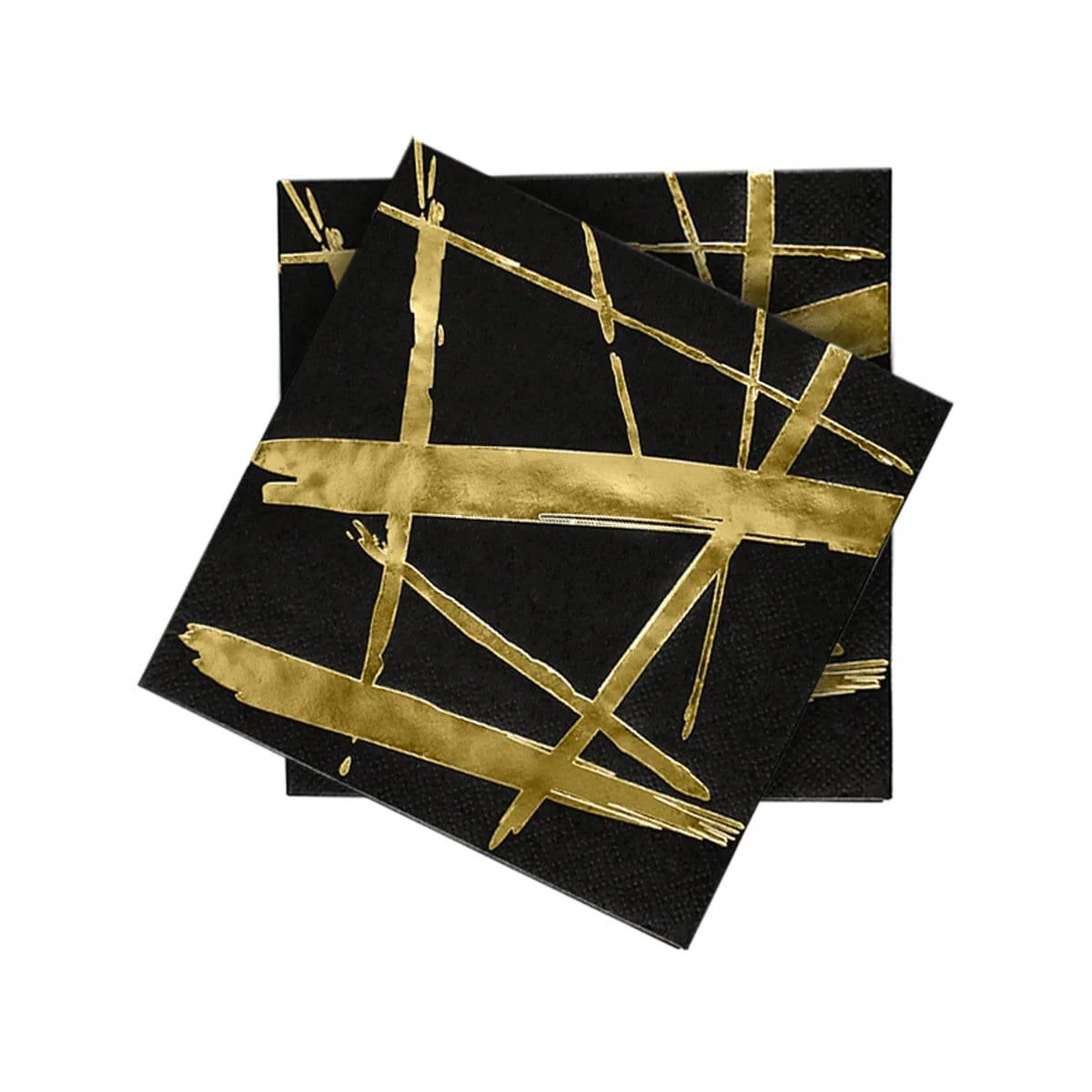 Beverage Napkins, Black and Gold, 16 Count - Image 2