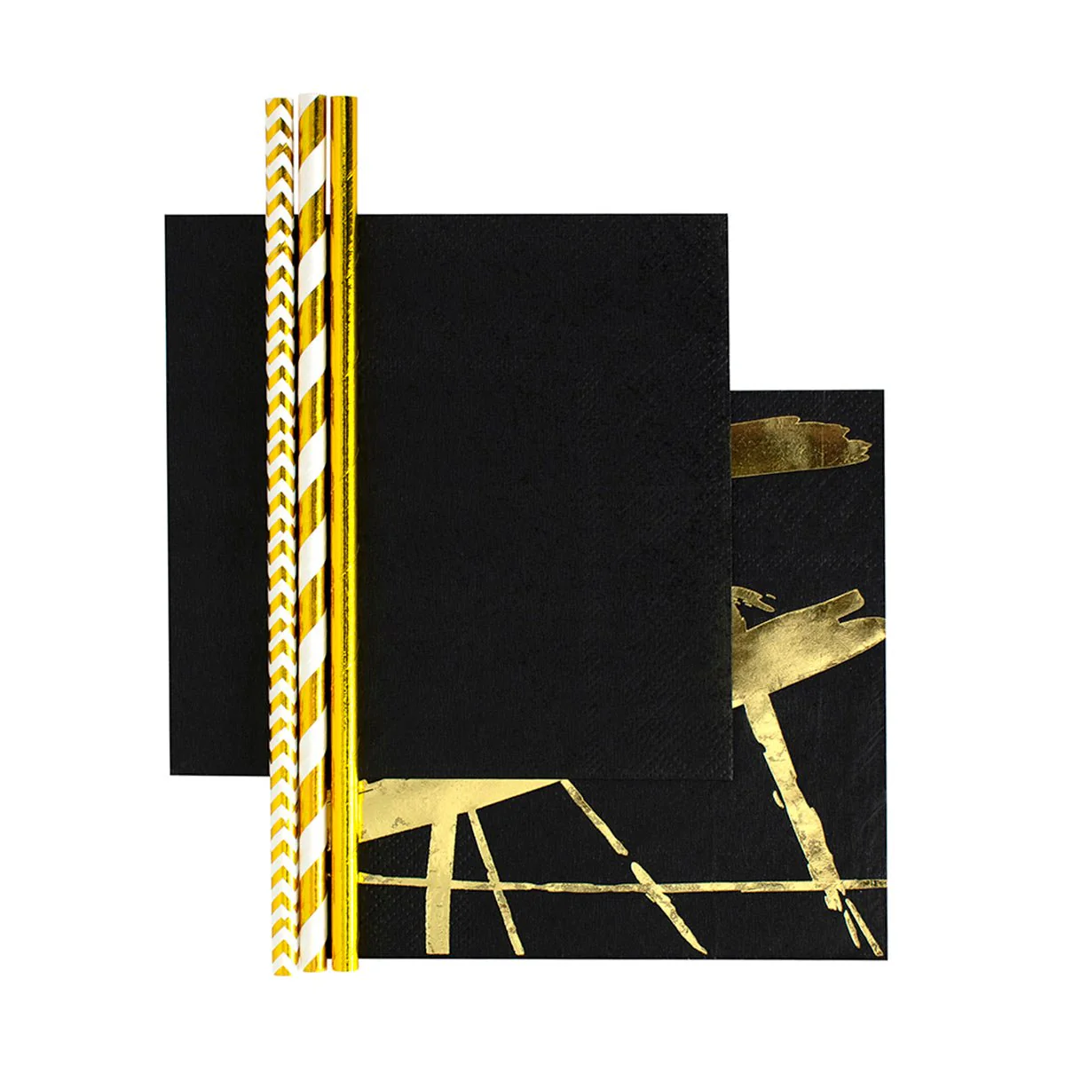 Beverage Napkins, Black and Gold, 16 Count - Image 3