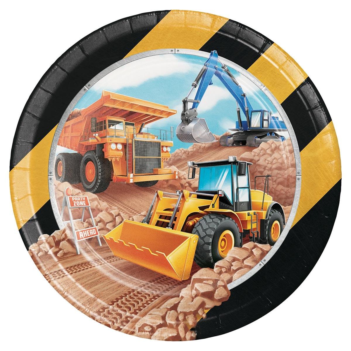 Big Dig Construction Dinner plates 9 inches, 8 per package