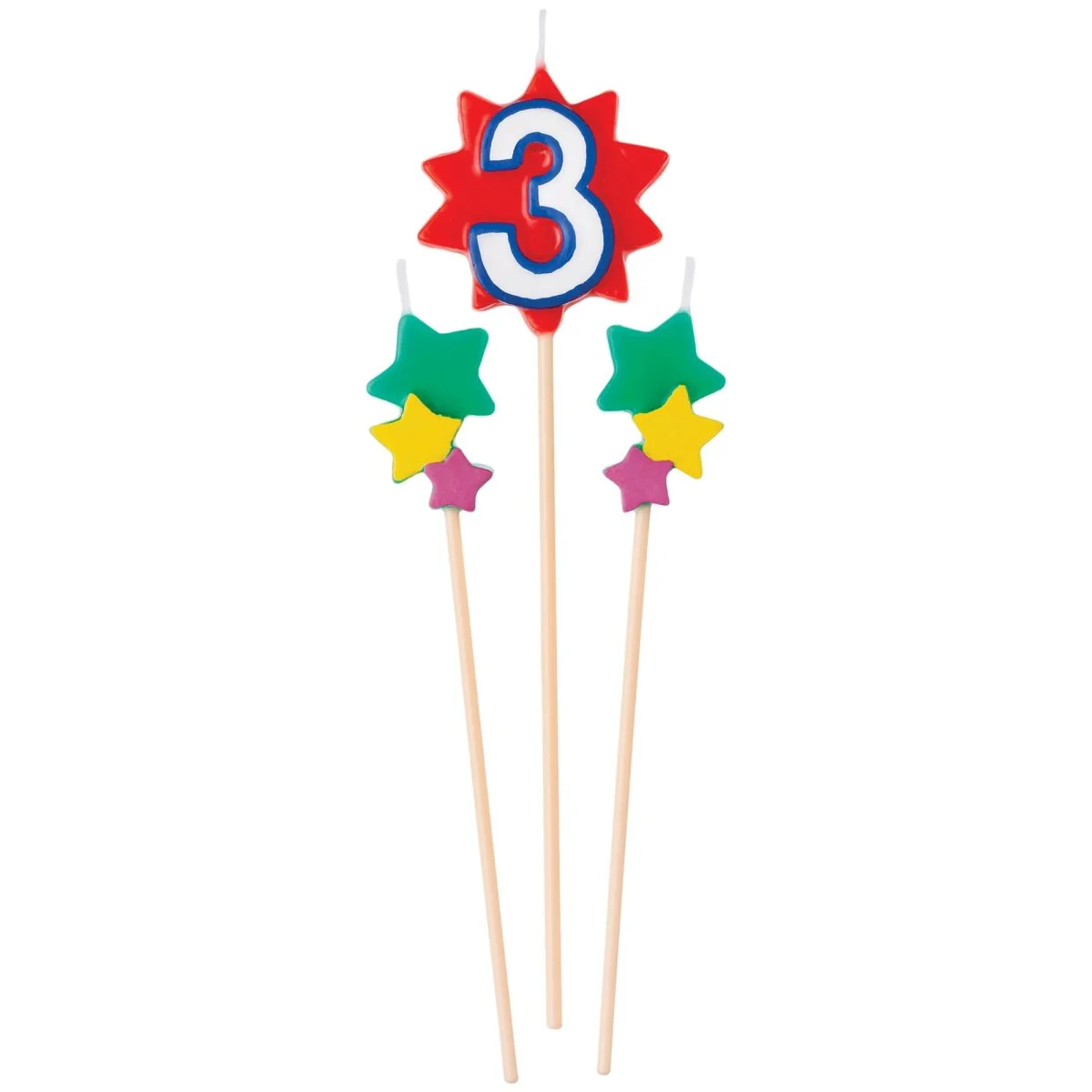 Birthday Cake Pick Candles #3, 5 1/2-7 Inches, 3 Count