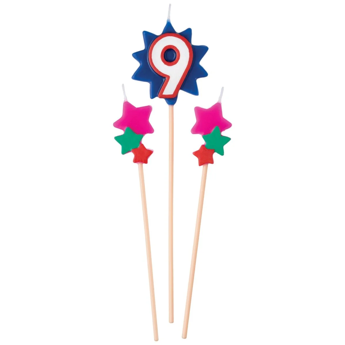 Birthday Cake Pick Candles #9, 5 1/2-7 Inches, 3 Count