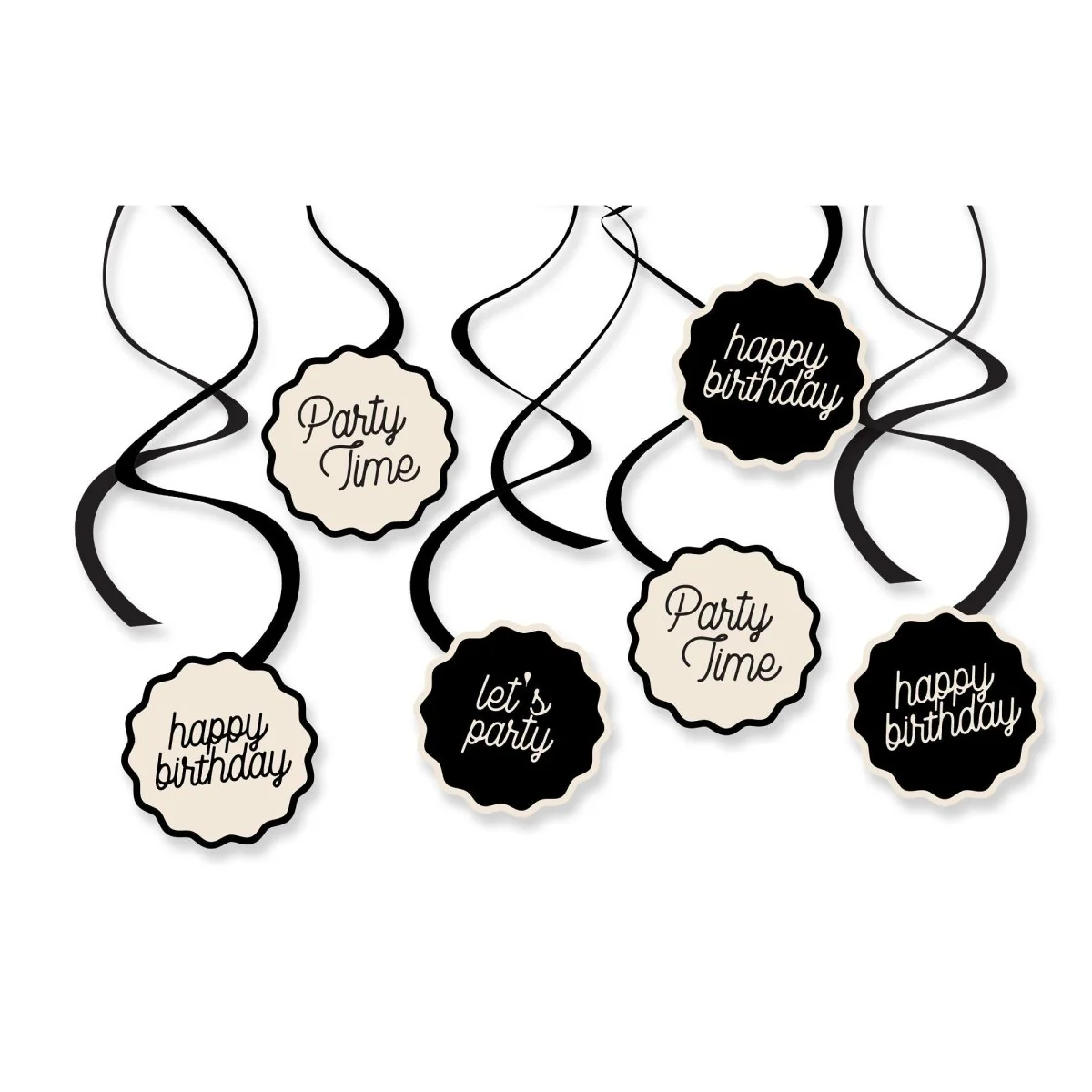 Birthday Chic Spiral Decorations with Cutouts, 12 Count