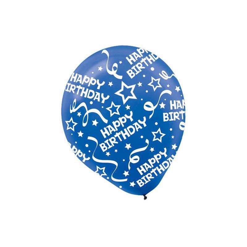 Royal Blue Birthday Confetti Latex Balloons, 12 Inches, 6 Count