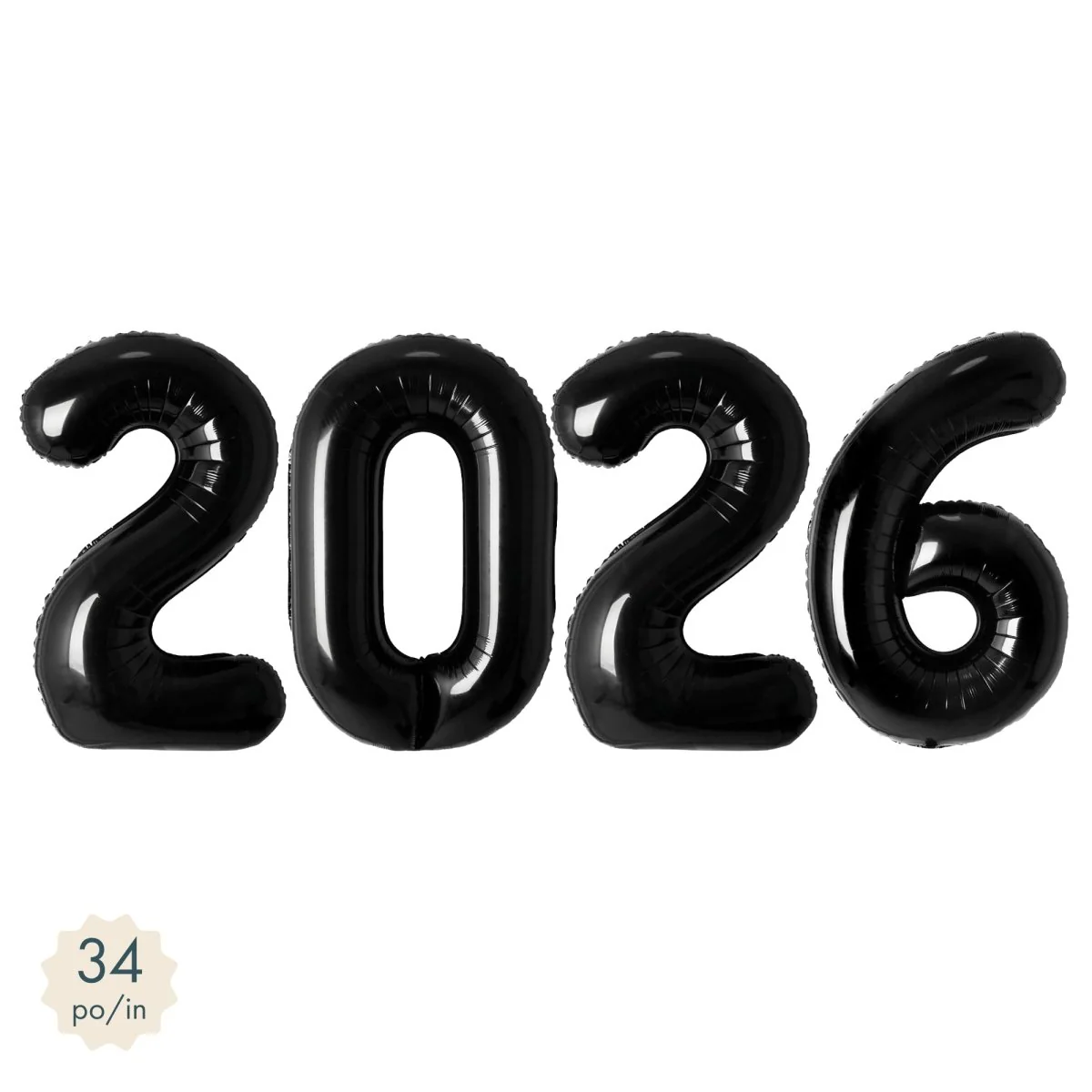 Black 2026 New Year Foil Balloons Kit, 34 Inches - Image 2