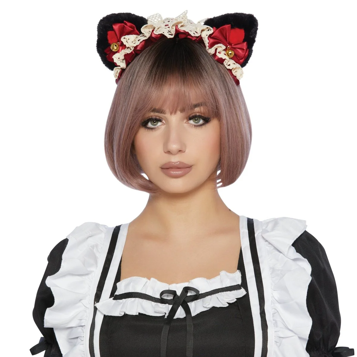 Black and Red Ears Headband with Lace for Adults - Image 2